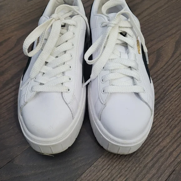 Puma White and Black Platform Sneakers - Picture 2 of 7